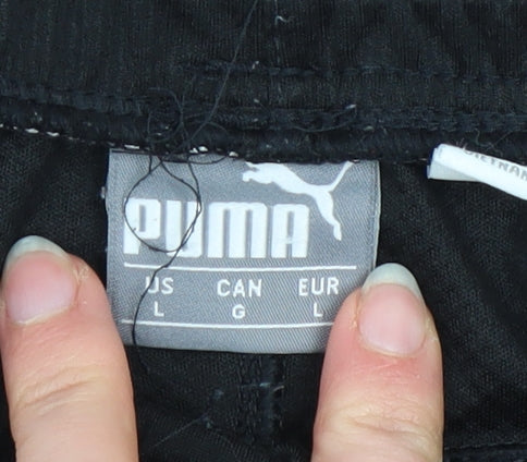 Puma Men's Black L Track Pants Polyester Tapered Leg Sportswear