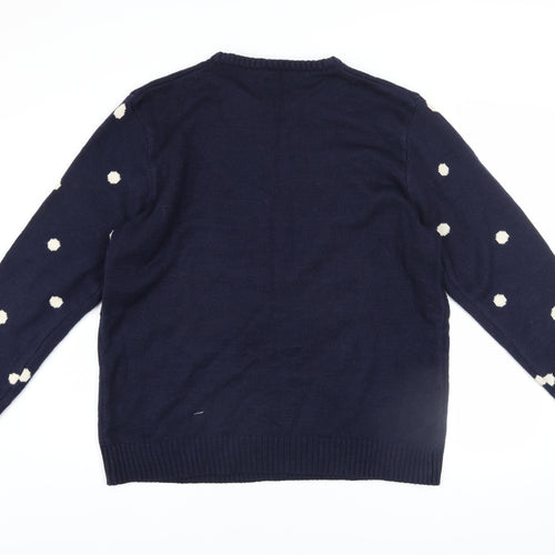Dunnes Stores Men's Blue Reindeer Christmas Jumper XL Crew Neck Knit