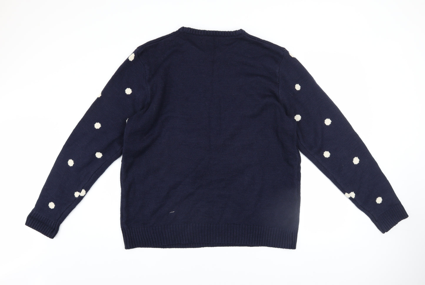 Dunnes Stores Men's Blue Reindeer Christmas Jumper XL Crew Neck Knit
