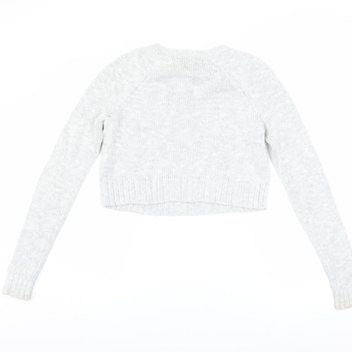 Abercrombie & Fitch Women’s Grey Beaded Knit Crew Neck Jumper XS