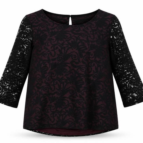 Dunnes Stores Women’s Black Floral Tunic Blouse UK 14 3/4 Sleeve Sheer