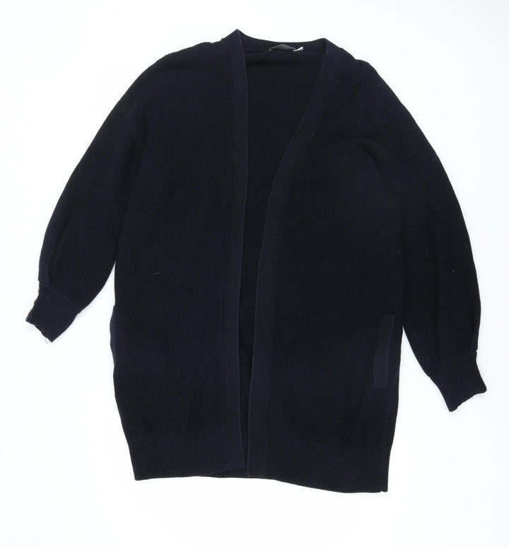 Mint Velvet Womens Black Cotton Long Sleeve Open Cardigan M