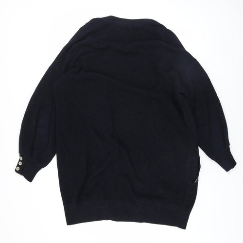 Mint Velvet Womens Black Cotton Long Sleeve Open Cardigan M