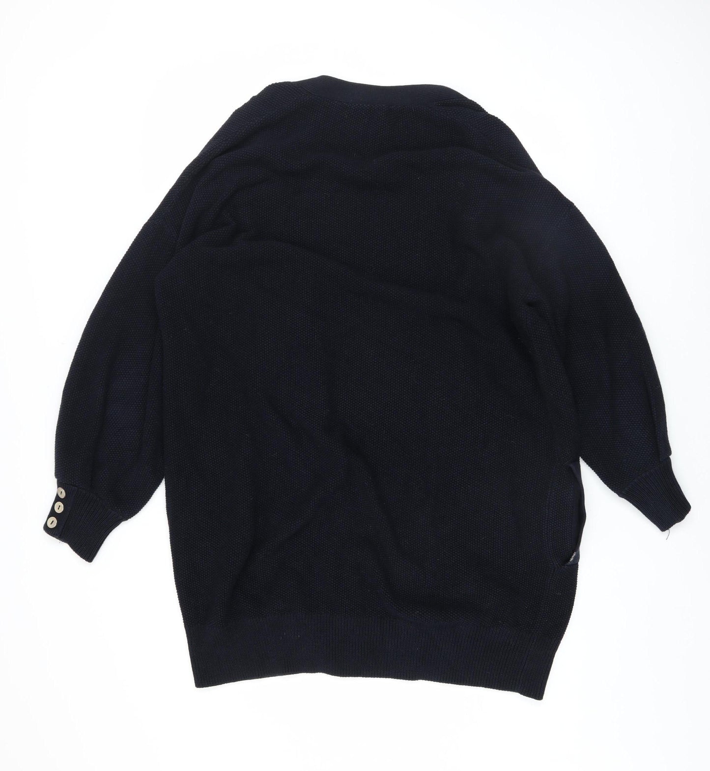 Mint Velvet Womens Black Cotton Long Sleeve Open Cardigan M