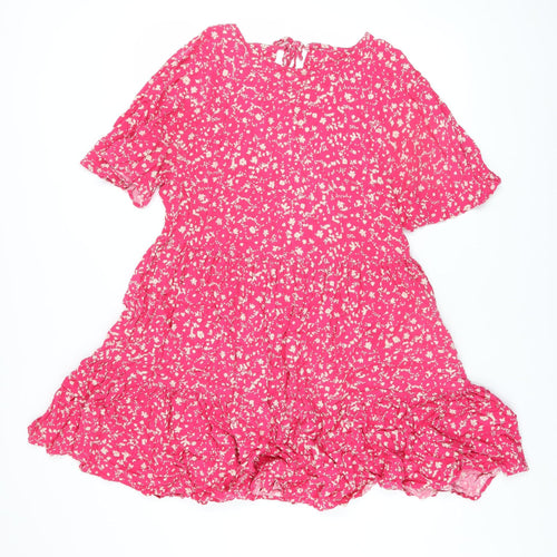 Next Women’s Pink Floral Viscose Short Skater Dress Size 14
