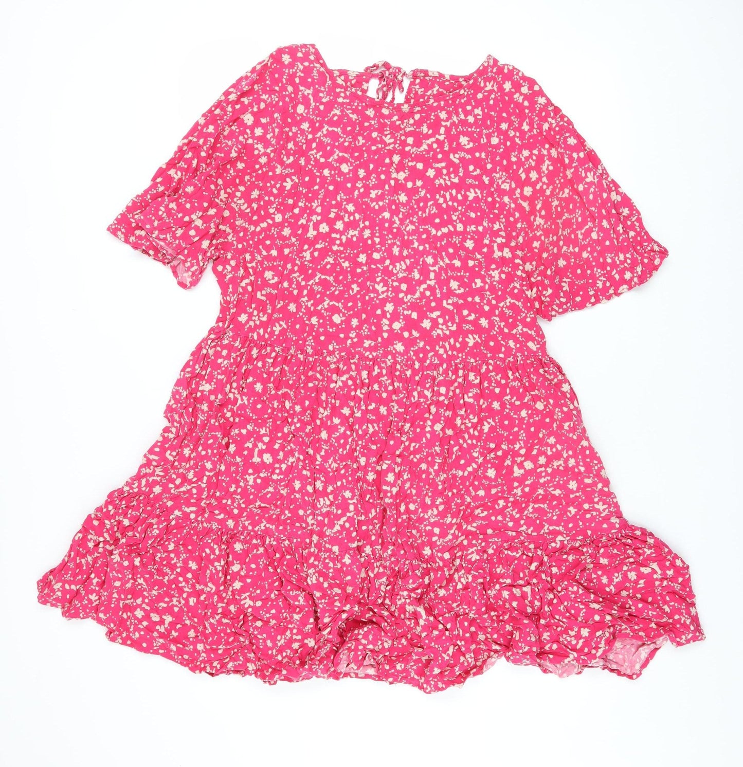 Next Women’s Pink Floral Viscose Short Skater Dress Size 14