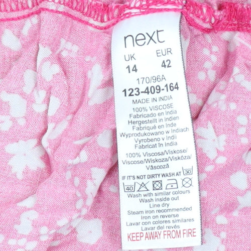 Next Women’s Pink Floral Viscose Short Skater Dress Size 14
