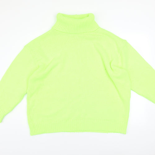 PrettyLittleThing Women's Green Roll Neck Chunky Knit Jumper Size M