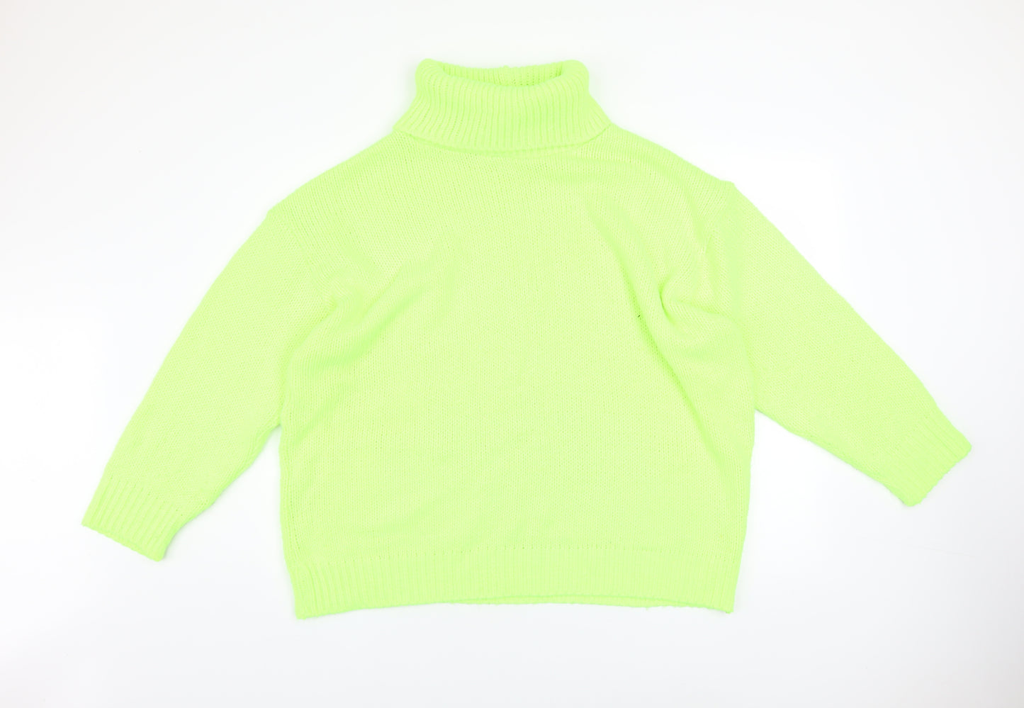 PrettyLittleThing Women's Green Roll Neck Chunky Knit Jumper Size M