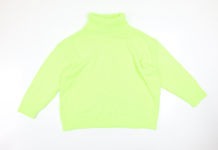 PrettyLittleThing Women's Green Roll Neck Chunky Knit Jumper Size M