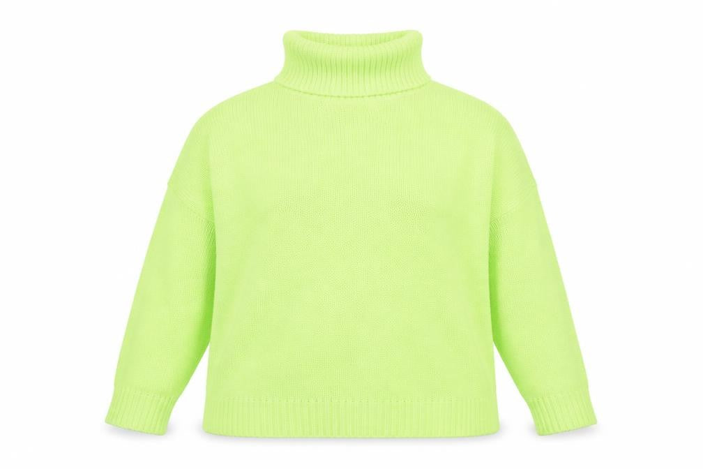 Front view of PRETTYLITTLETHING Women's Green Roll Neck Chunky Knit Jumper, size M
