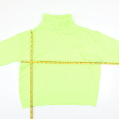 PrettyLittleThing Women's Green Roll Neck Chunky Knit Jumper Size M