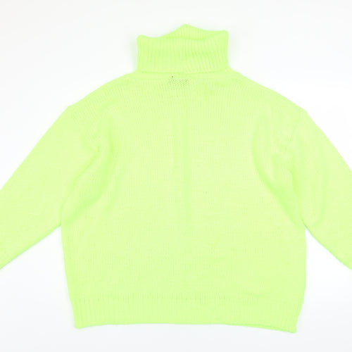PrettyLittleThing Women's Green Roll Neck Chunky Knit Jumper Size M