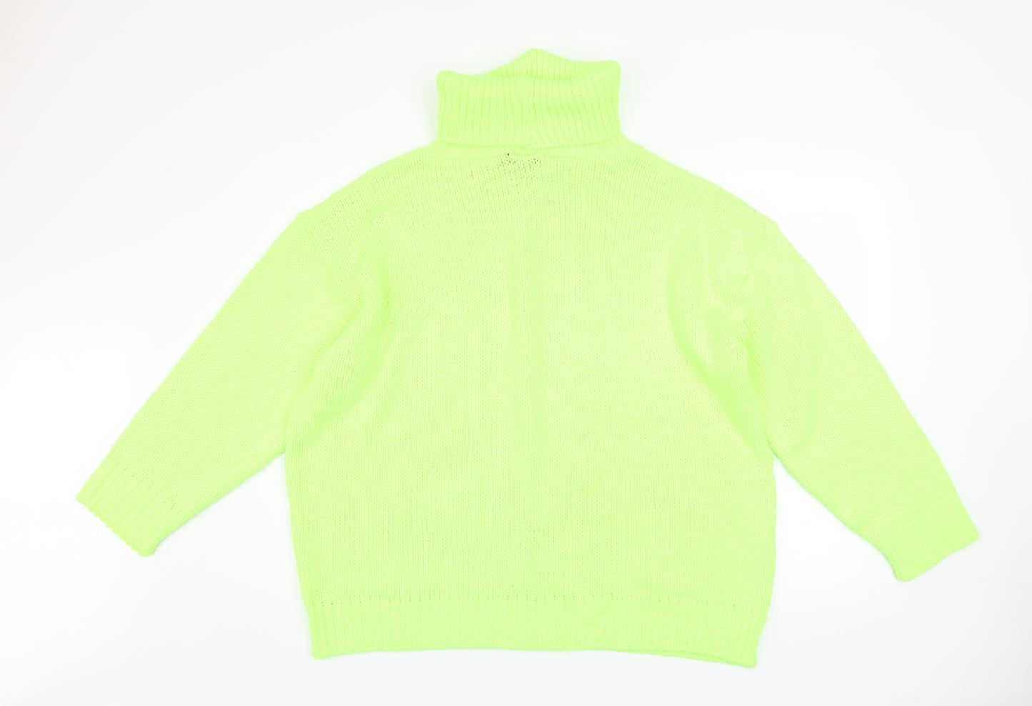 PrettyLittleThing Women's Green Roll Neck Chunky Knit Jumper Size M