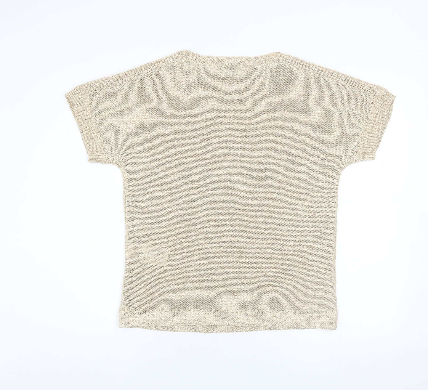 Olsen Women Beige Knit Relaxed Fit Short Sleeve Blouse Size 8