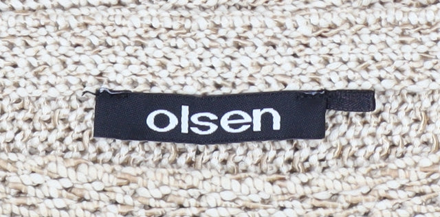 Olsen Women Beige Knit Relaxed Fit Short Sleeve Blouse Size 8