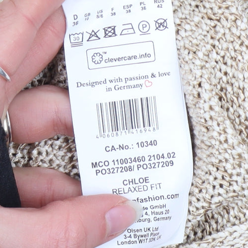 Olsen Women Beige Knit Relaxed Fit Short Sleeve Blouse Size 8