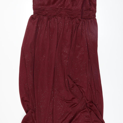 Ever Pretty Women's Red 2XL Long Glitter V-Neck Formal Dress