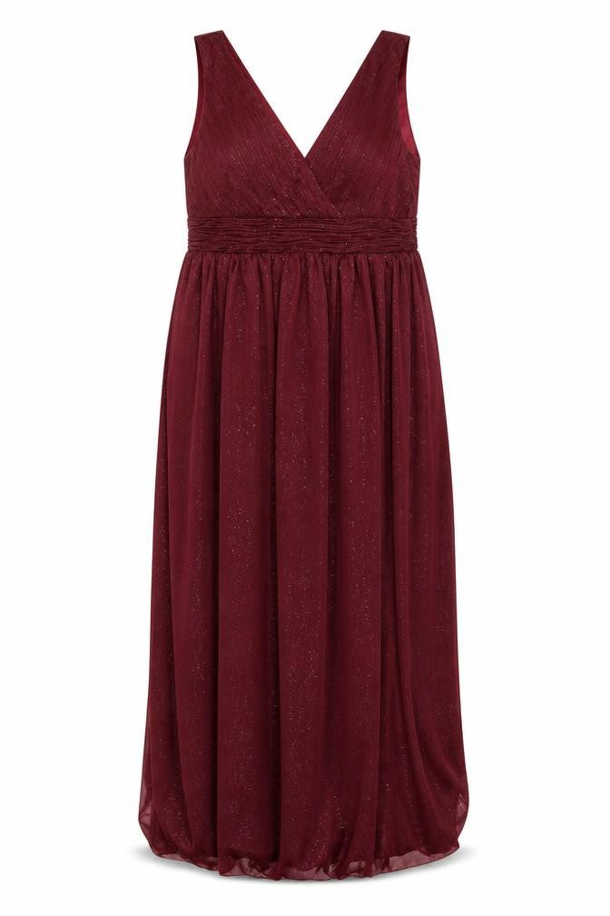 Ever Pretty Women's Red 2XL Long Glitter V-Neck Formal Dress