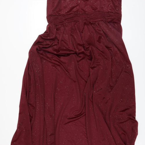 Ever Pretty Women's Red 2XL Long Glitter V-Neck Formal Dress