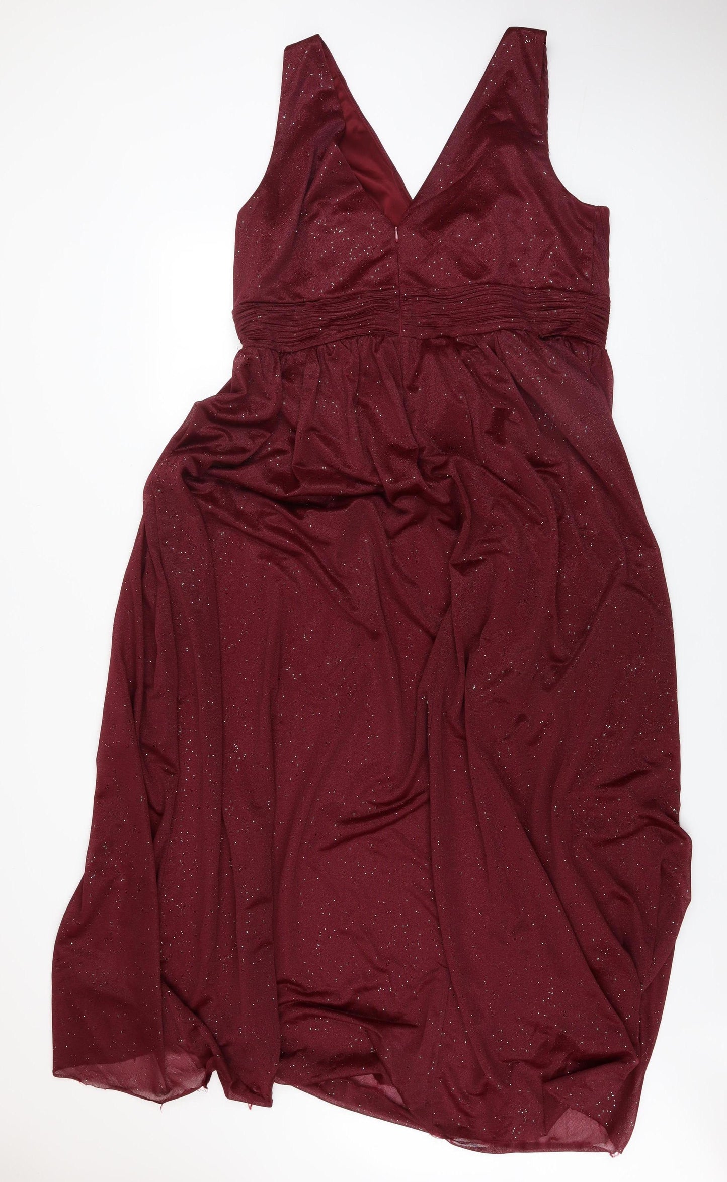 Ever Pretty Women's Red 2XL Long Glitter V-Neck Formal Dress