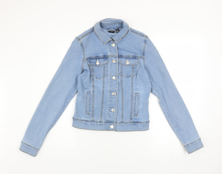 Vero Moda Women Blue Denim Jacket XS Casual Button Front