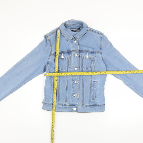 Vero Moda Women Blue Denim Jacket XS Casual Button Front