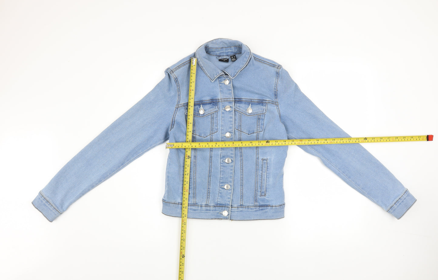 Vero Moda Women Blue Denim Jacket XS Casual Button Front