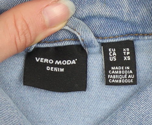 Vero Moda Women Blue Denim Jacket XS Casual Button Front