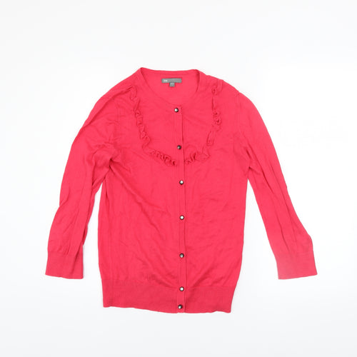 Gap Women's Pink Cotton Ruffle Trim Long Sleeve Cardigan S