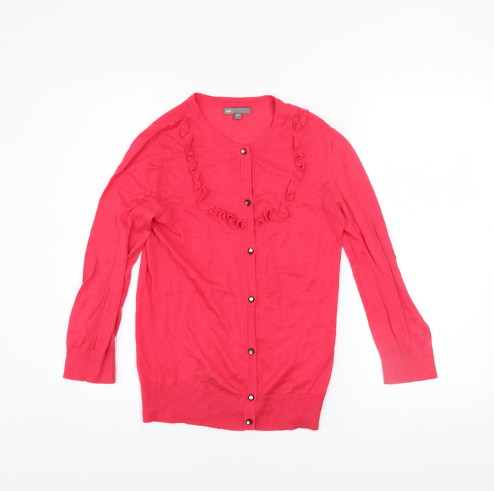 Gap Women's Pink Cotton Ruffle Trim Long Sleeve Cardigan S