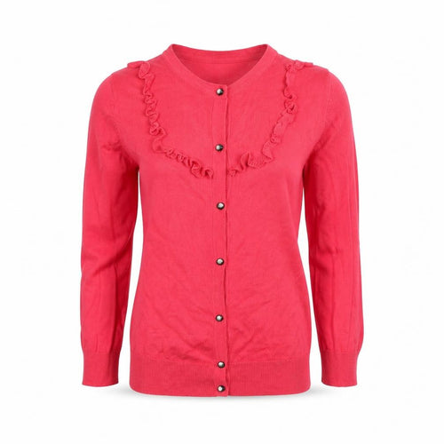 Gap Women's Pink Cotton Ruffle Trim Long Sleeve Cardigan S