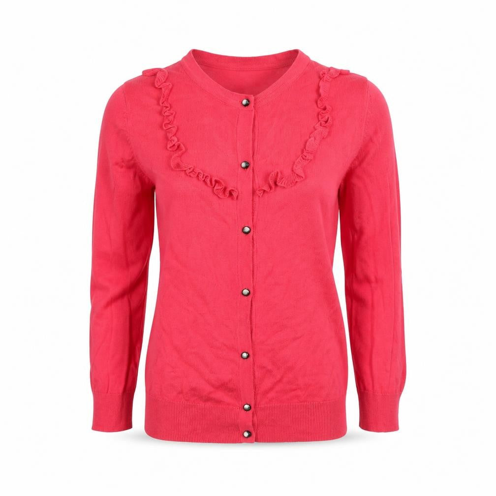 Gap Women's Pink Cotton Ruffle Trim Long Sleeve Cardigan S