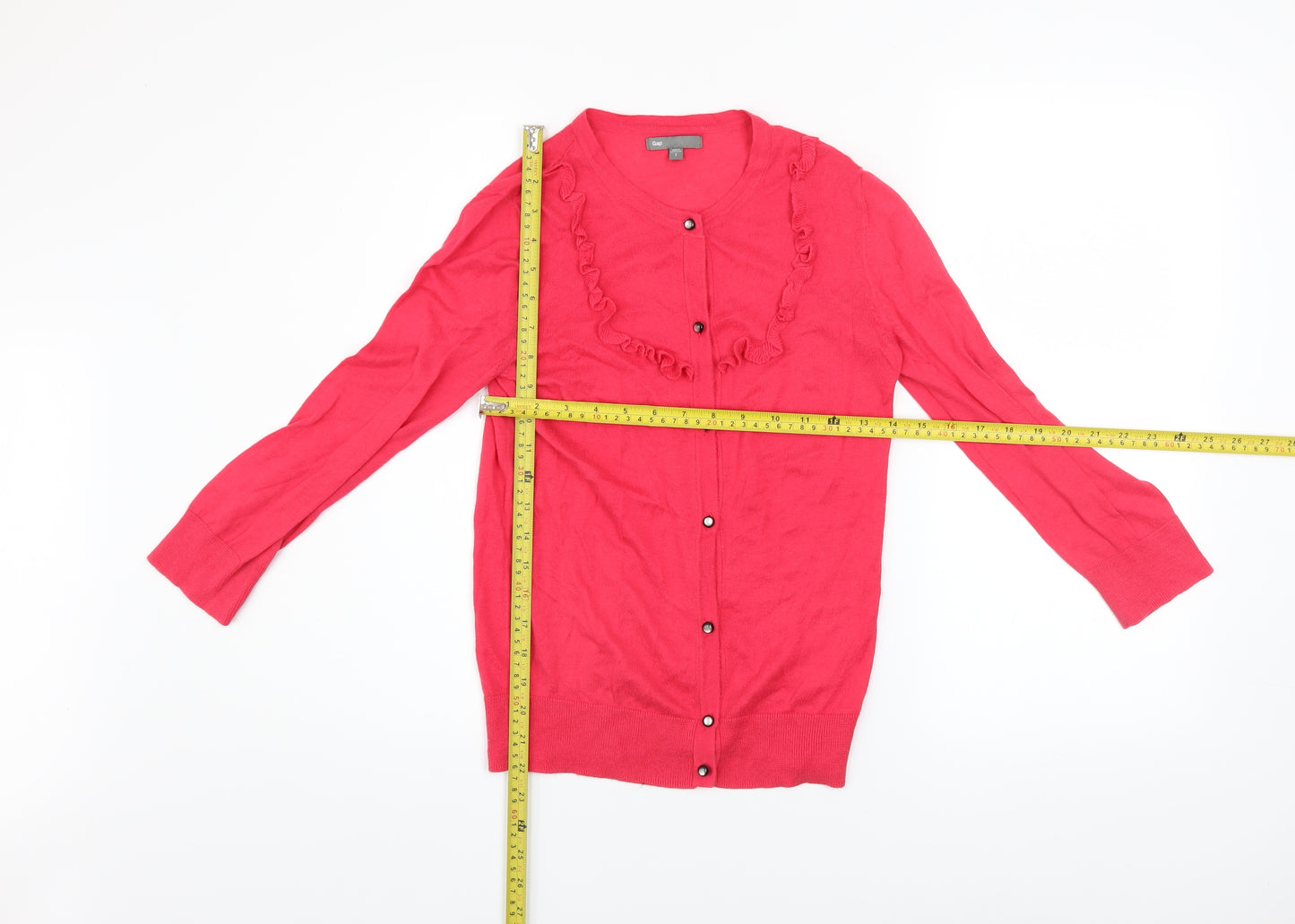 Gap Women's Pink Cotton Ruffle Trim Long Sleeve Cardigan S
