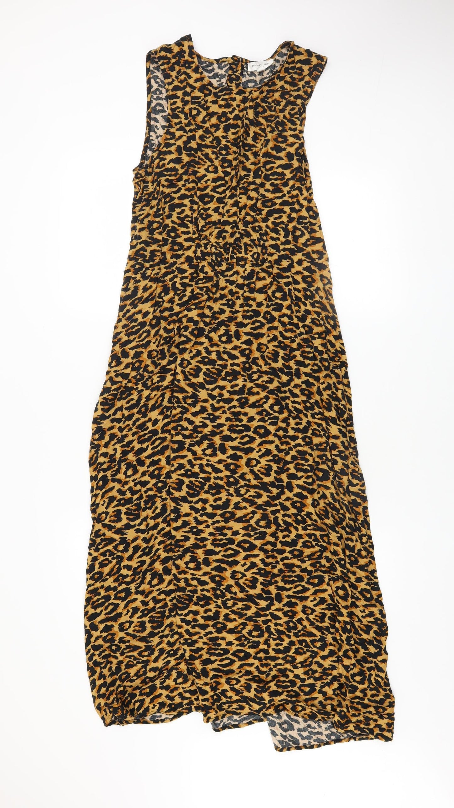 Beachlunchlounge Women's Brown Leopard Print Sleeveless Midi Dress Size M