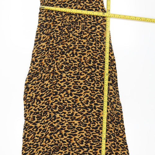 Beachlunchlounge Women's Brown Leopard Print Sleeveless Midi Dress Size M
