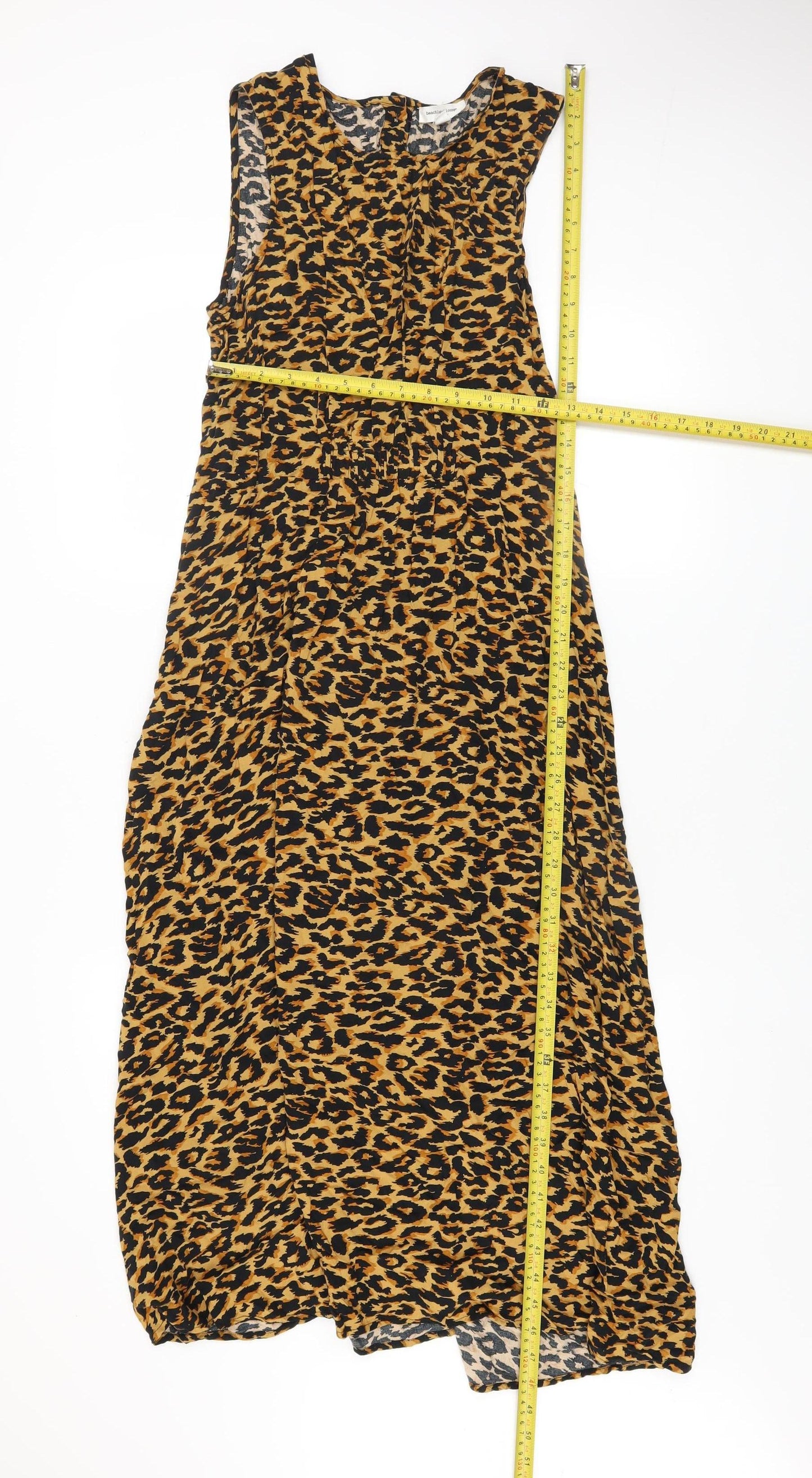 Beachlunchlounge Women's Brown Leopard Print Sleeveless Midi Dress Size M