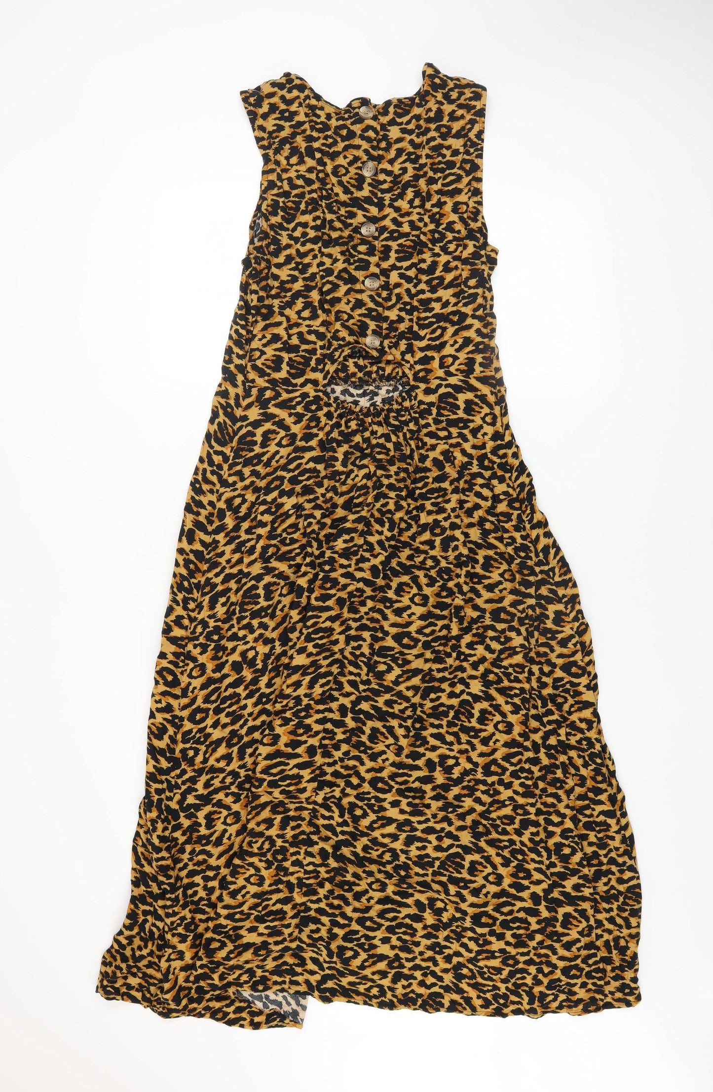 Beachlunchlounge Women's Brown Leopard Print Sleeveless Midi Dress Size M