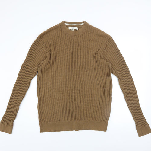River Island Men's Beige Cotton Crew Neck Jumper XL