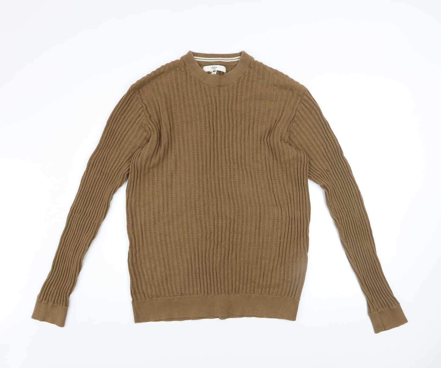 River Island Men's Beige Cotton Crew Neck Jumper XL