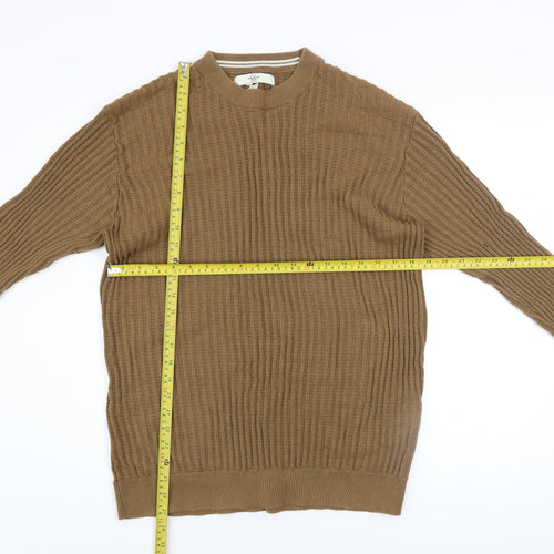 River Island Men's Beige Cotton Crew Neck Jumper XL