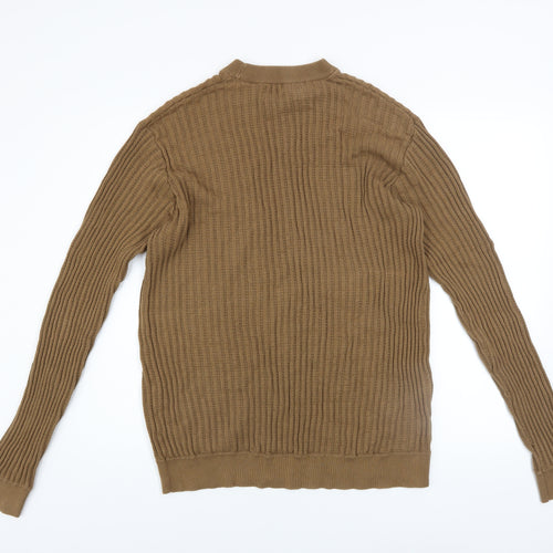 River Island Men's Beige Cotton Crew Neck Jumper XL
