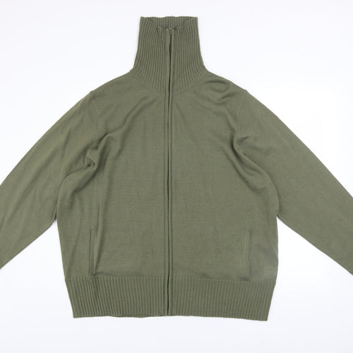 Rogers+Rogers Mens Green 3XL Full Zip High Neck Jumper