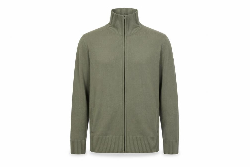 Rogers+Rogers Mens Green 3XL Full Zip High Neck Jumper