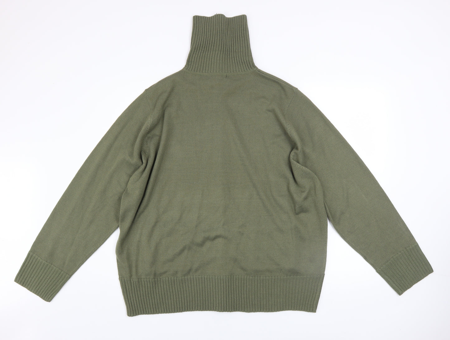Rogers+Rogers Mens Green 3XL Full Zip High Neck Jumper