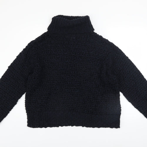 Marks and Spencer Per Una Women's Black Roll Neck Chunky Knit Jumper L