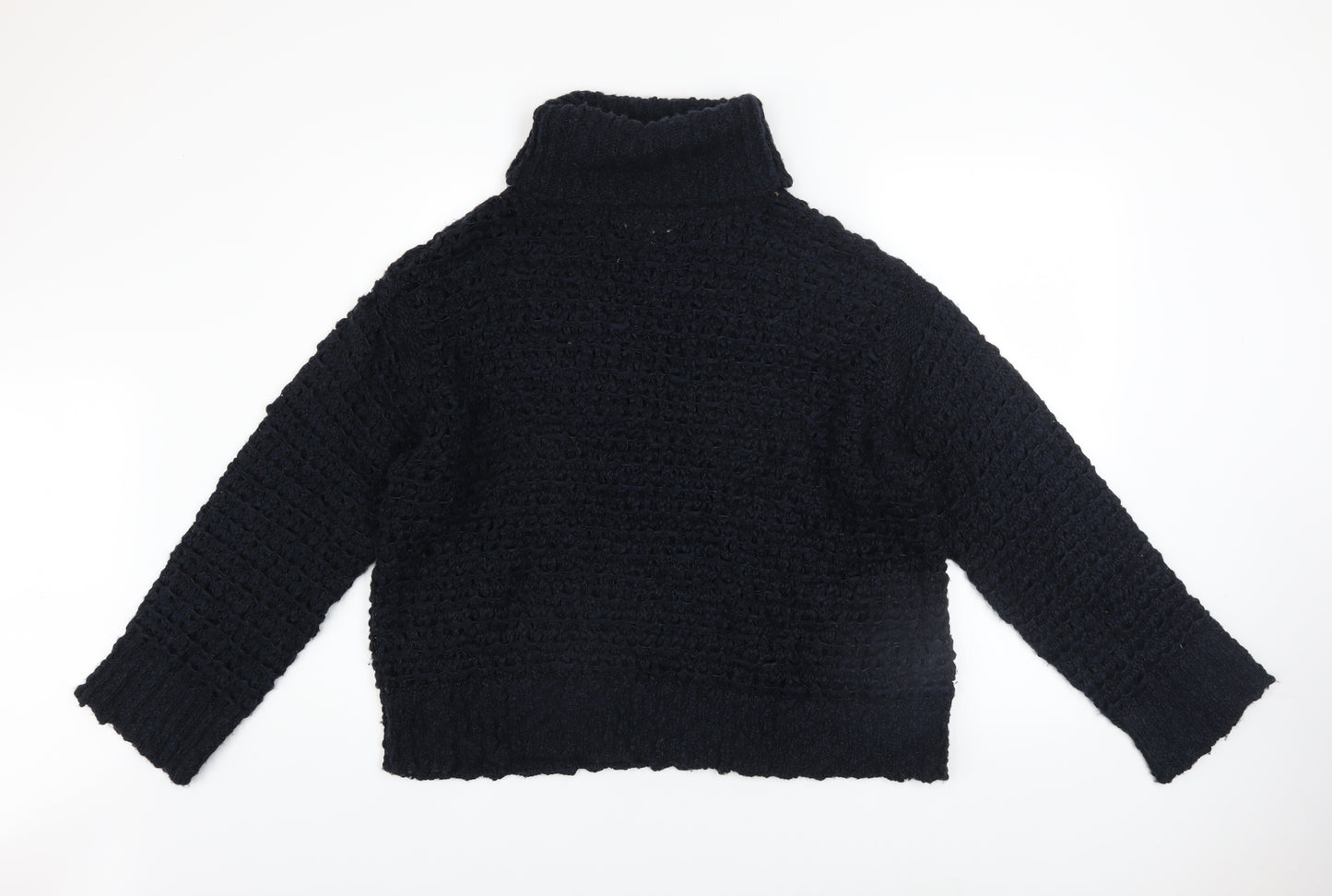 Marks and Spencer Per Una Women's Black Roll Neck Chunky Knit Jumper L