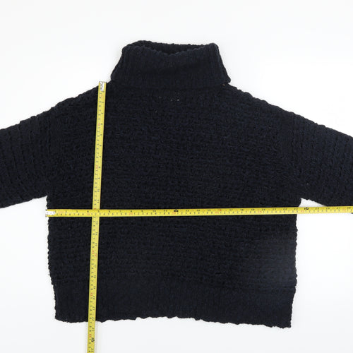 Marks and Spencer Per Una Women's Black Roll Neck Chunky Knit Jumper L