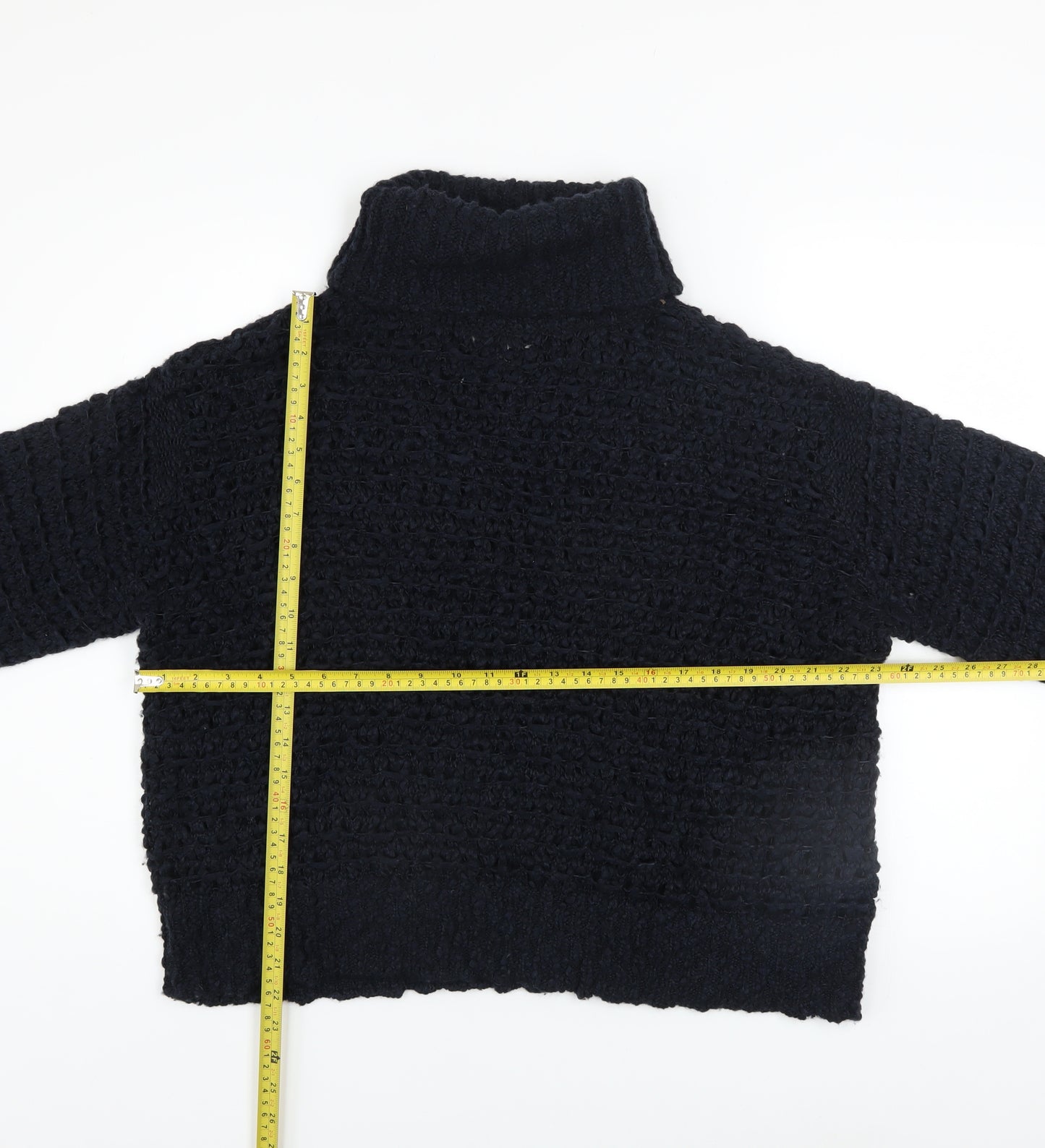 Marks and Spencer Per Una Women's Black Roll Neck Chunky Knit Jumper L