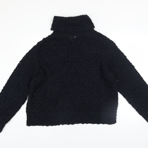 Marks and Spencer Per Una Women's Black Roll Neck Chunky Knit Jumper L